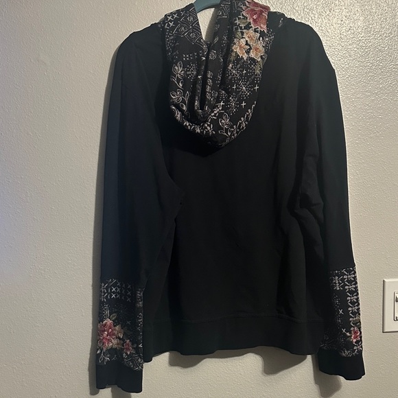 Johnny Was Black Floral & Bandana Patch Zip Hoodie - Picture 11 of 16